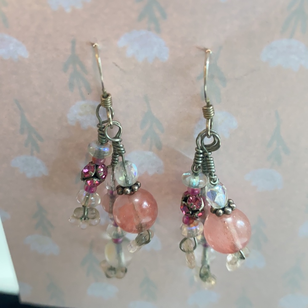 HANDCRAFTED EARRINGS with Rose Quartz beads accented with complimentary beads